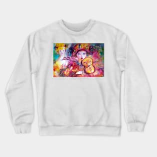 Violinist Arlecchino and Colombina / Venetian Masquerade Masks and Music Crewneck Sweatshirt